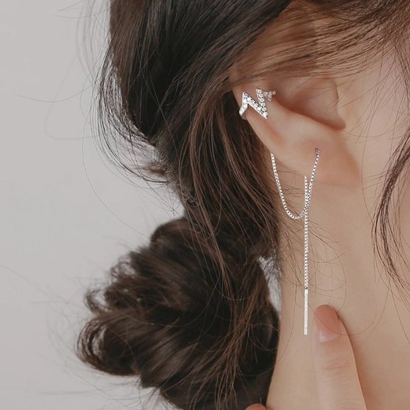 *925 Sterling Silver Diamond Heartbeat Earrings - Picture 10 of 13